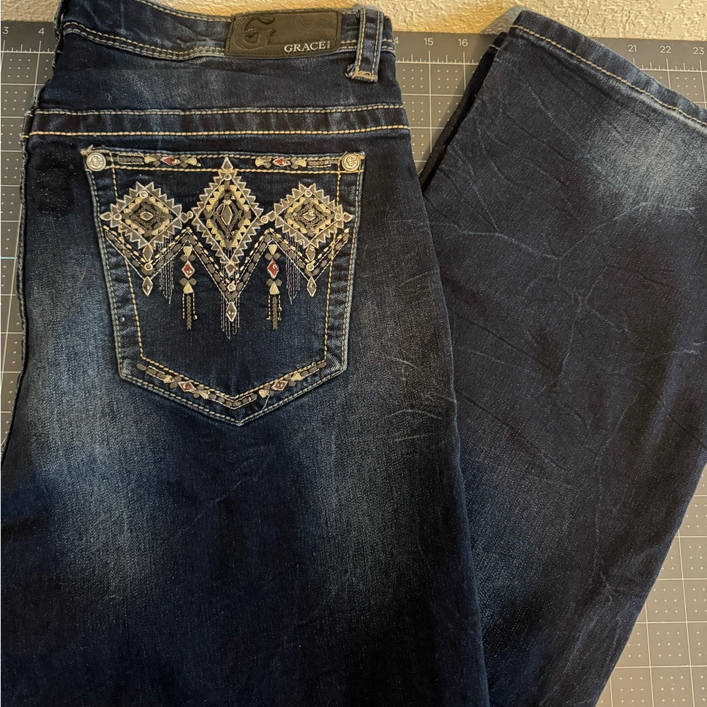 Grace Jeans, country design, blue.